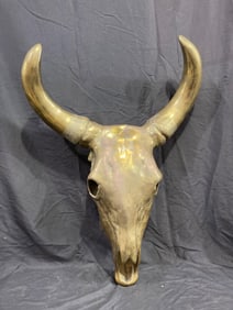 Lifesize brass longhorn skull