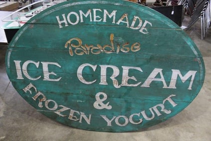 Paradise Ice Cream and Frozen Yogurt Wooden Sign