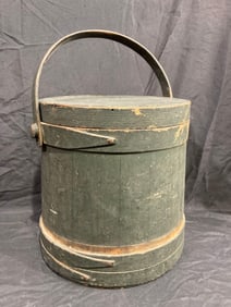 Primitive painted Firkin bucket