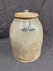 Decorated 2-gal stoneware jar