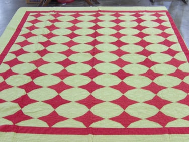 Hand Stitched Red and Yellow Quilt