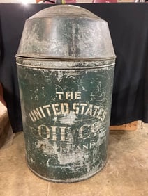 Large Cleveland Ohio Tin Oil Barrel