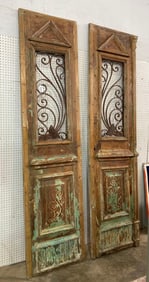 Pair of Large Wrought Iron and Wood French Doors