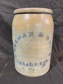 Weyman and Bros Stenciled Crock