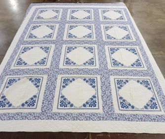 Vintage Blue and White Farmhouse Quilt