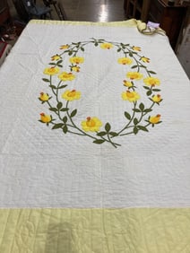 Handstitched Yellow Rose quilt