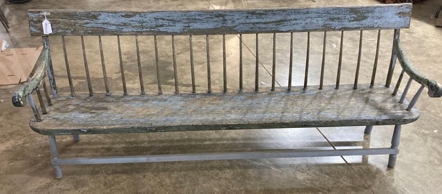 Great Painted Spindle Back Bench