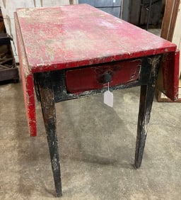 Crackled Painted One Drawer Drop Leaf Table