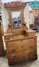 Carved Victorian Dresser with mirror