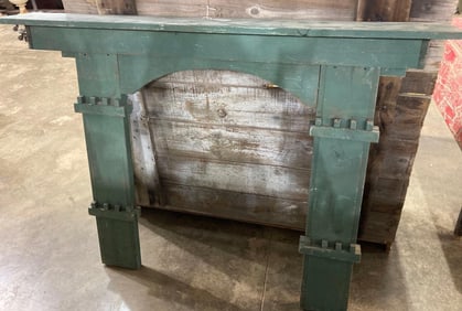 Primitive architectural salvaged wooden mantle