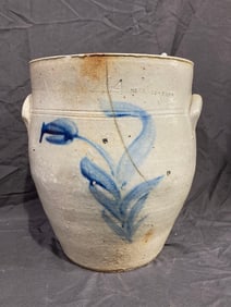 Decorated 4-gal stoneware jar