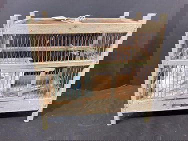 Painted Wooden Canary Cage