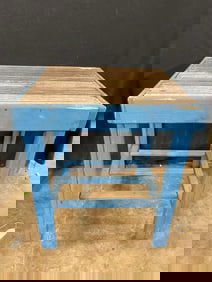 Blue Painted Outdoor Side Table
