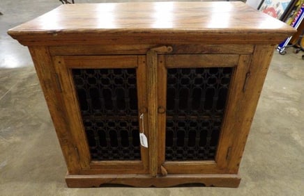 Wood and Wrought Iron Console