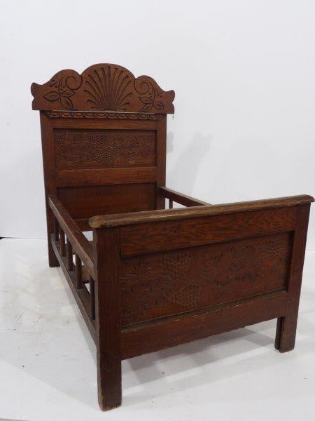 Oak Carved Doll Bed (1 of 6)