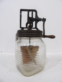 Glass Hand Crank Butter Churn