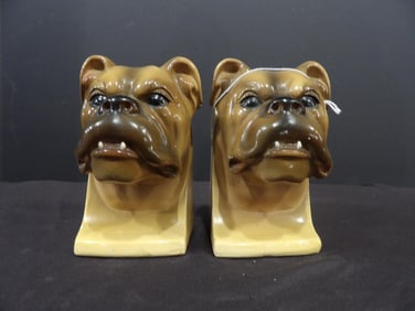 Chalkware Bull Dog Book Ends