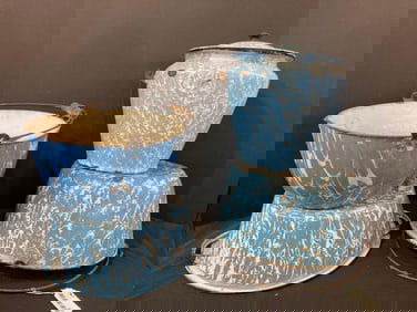 Blue Swirl Granite Ware Pans