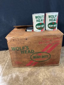 Case of 24 unopened Wolf's Head 1qt cans