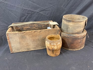 Primitive box and 2 grain measures