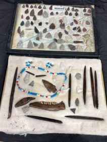 Native American Arrowheads, artifacts and carved jewelry
