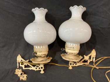 Set early wall mount lights w/globes