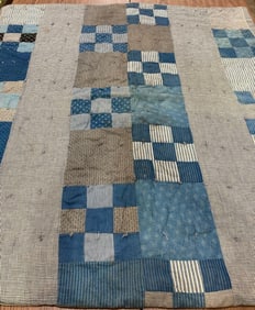 Shades of blue patchwork quilt