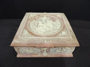 Pink Incolay Marie Antoinette Stone Jewelry Chest