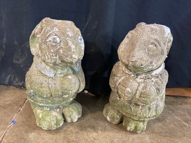 Pair of Concrete Garden Rabbits
