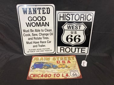 3 Tin Garage Signs