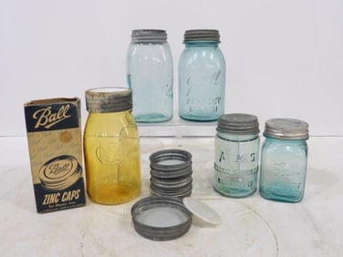 Amber and Blue Canning Jars