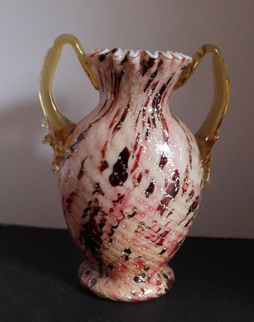 Antique French Legras Glassworks Blown Two Handles Vase (1 of 4)