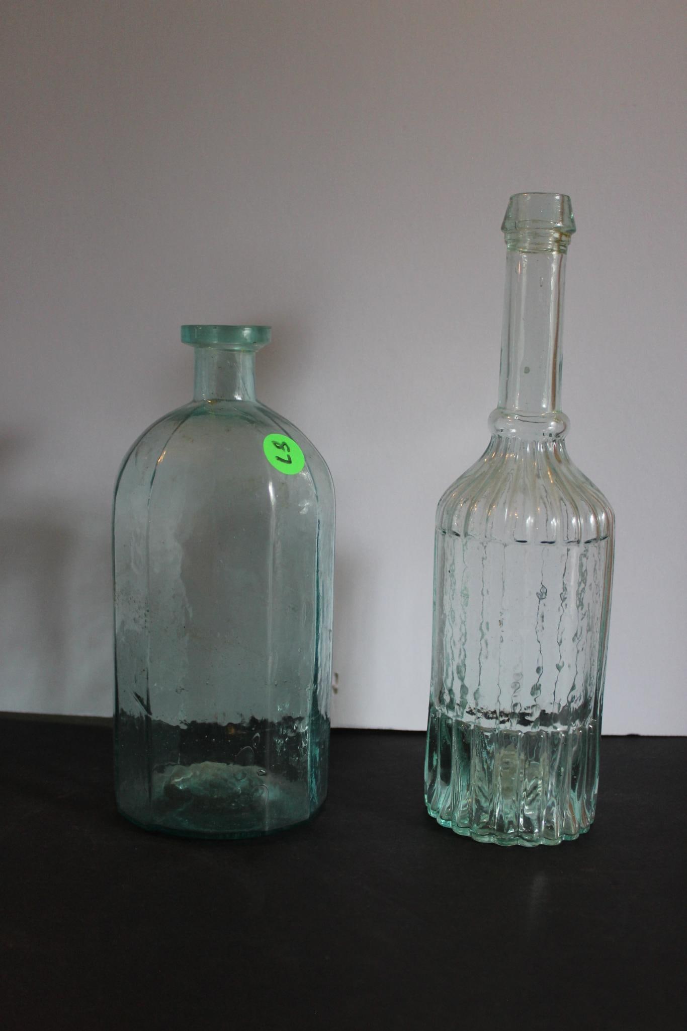 Pair of Early Hand Blown Glass Bottles (1 of 4)