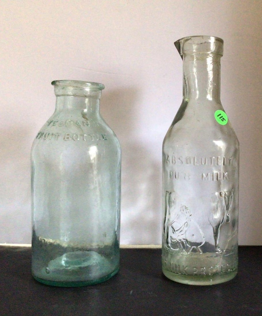 Absolutely Pure Milk and Yeomans Fruit Embossed Bottles (1 of 5)