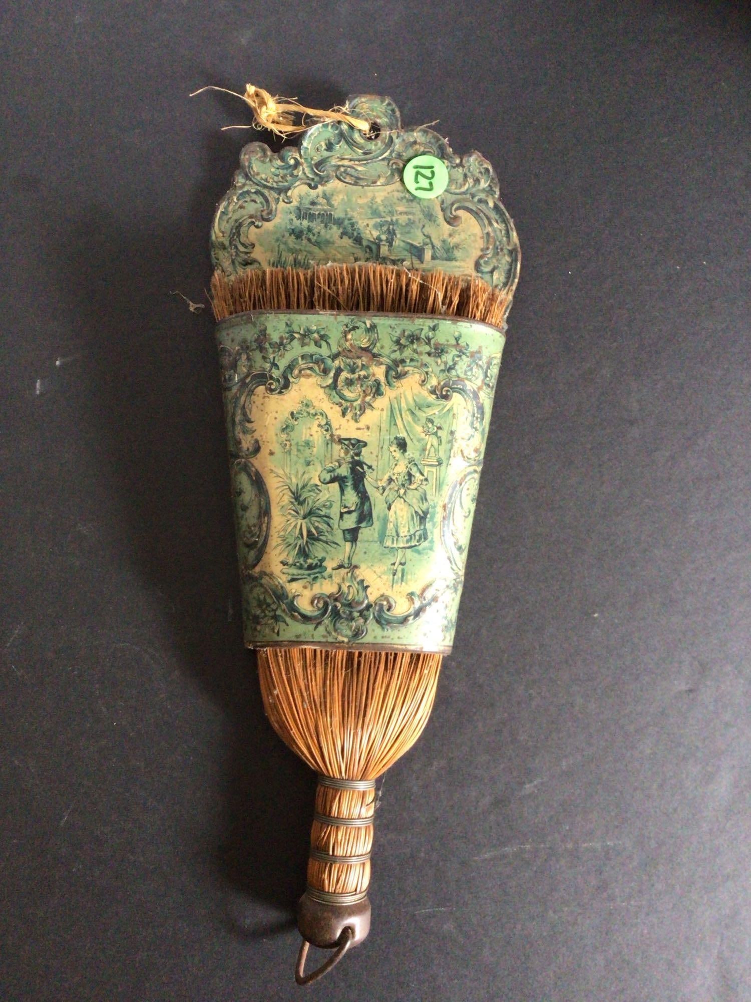 Tin Broom Holder: Victorian Design, brass. 9 inches long