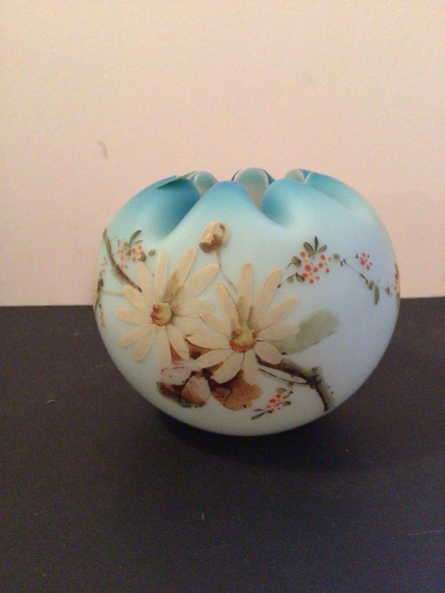 Handpainted Mt Washington Rose Ruffled Vase (1 of 5)