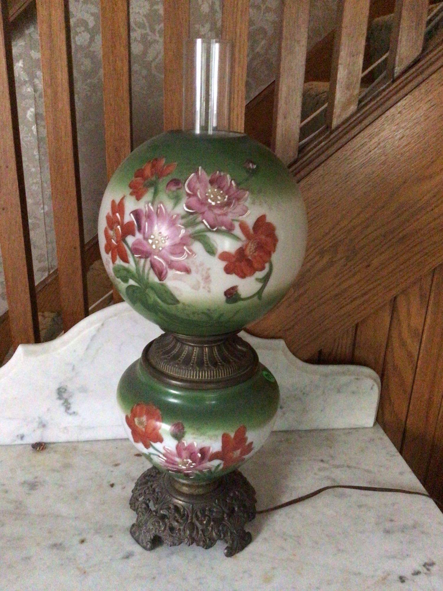 Handpainted Gone with the Wind Hurricane Lamp (1 of 3)
