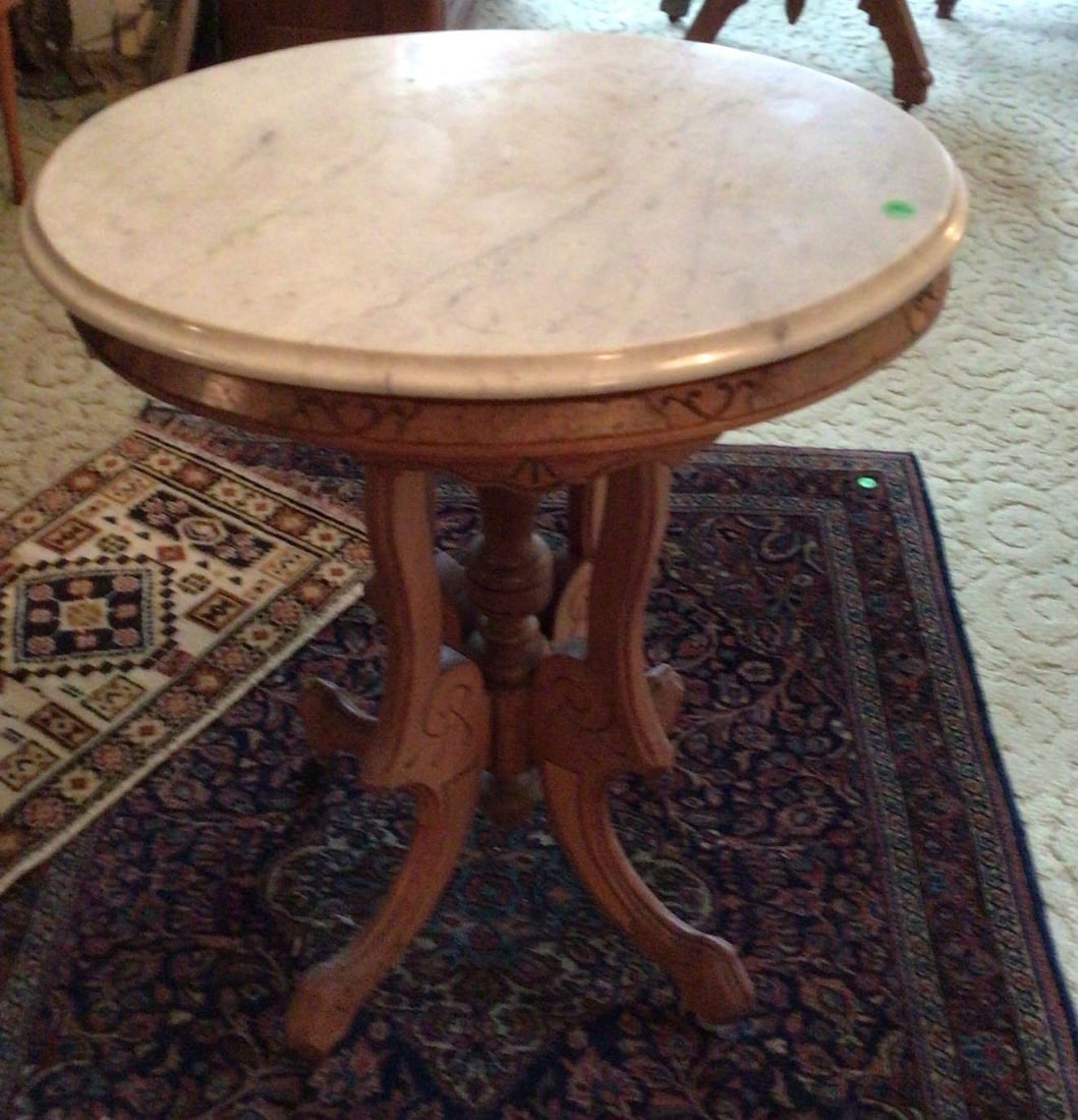 Marble Top End Table: 21 x 17 x 29