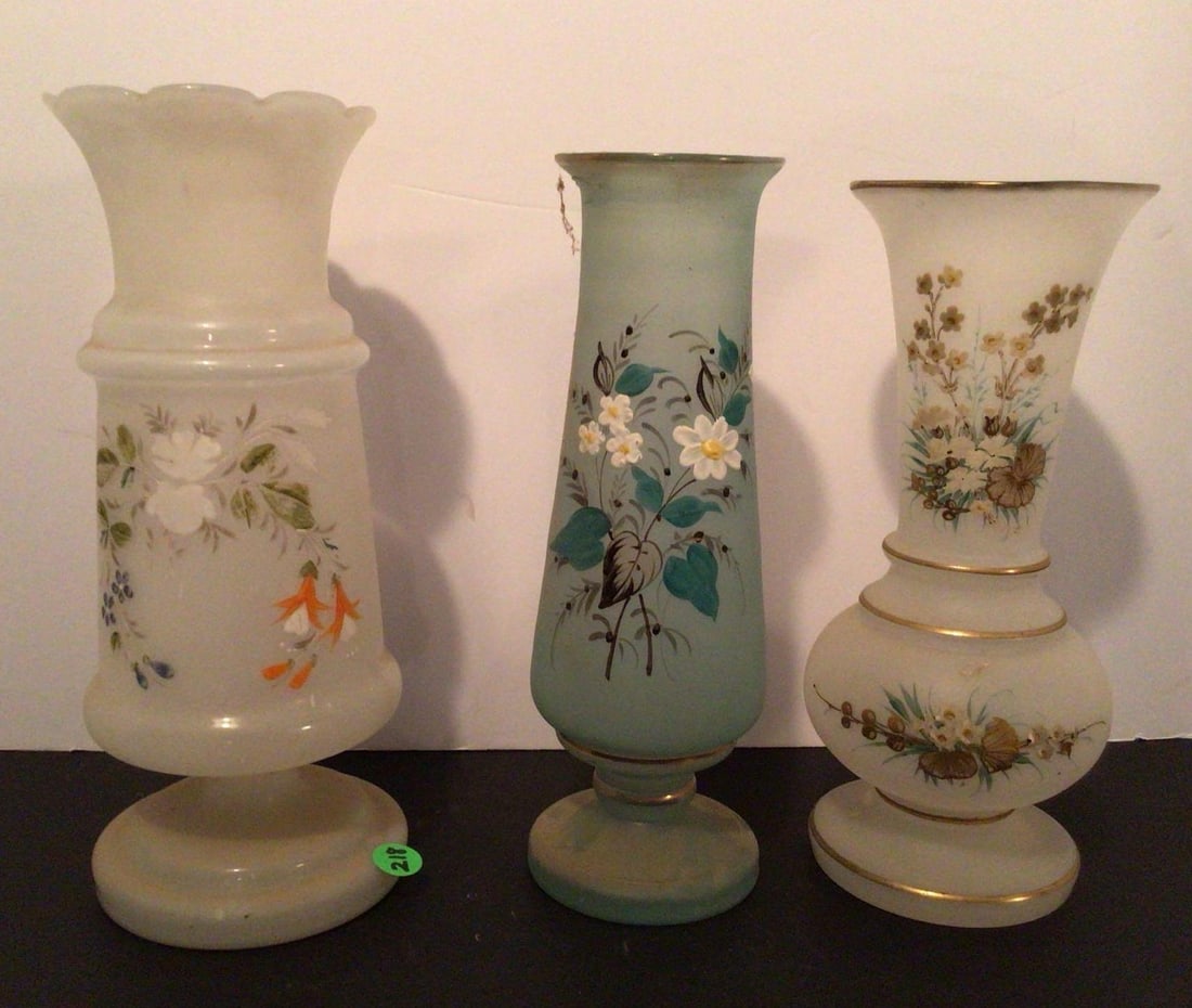 Bristol Blue and Frosted White Hand painted Vases (1 of 4)