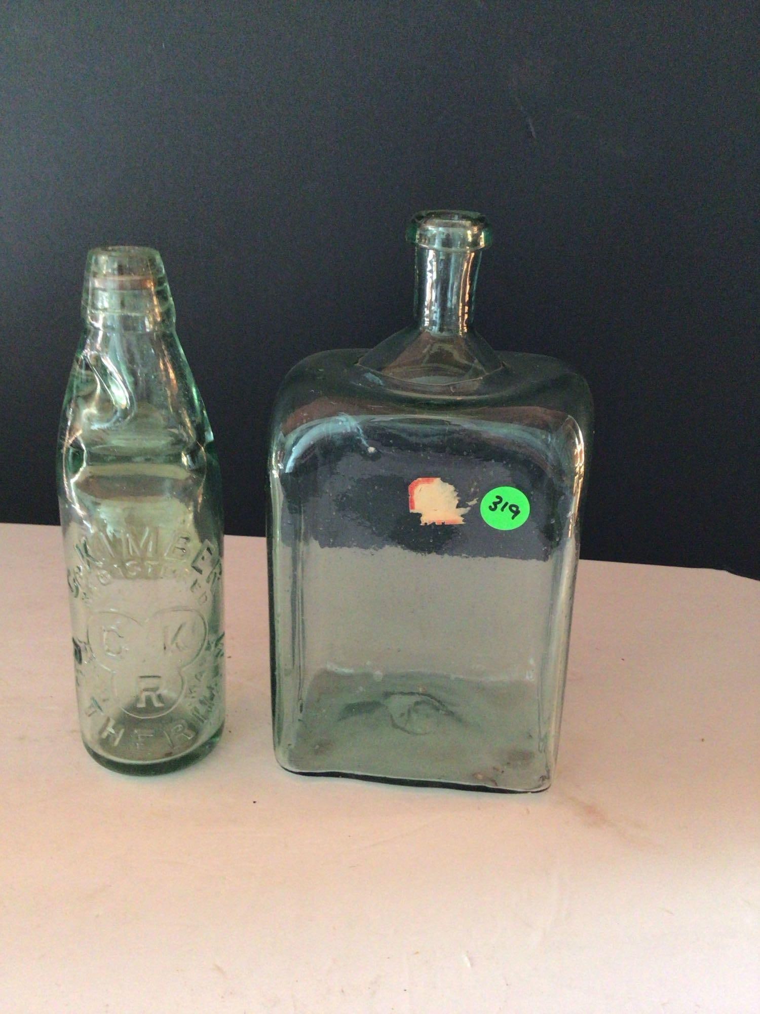 C. Kimber bottle w/marble & vintage hand blown bottle (1 of 4)