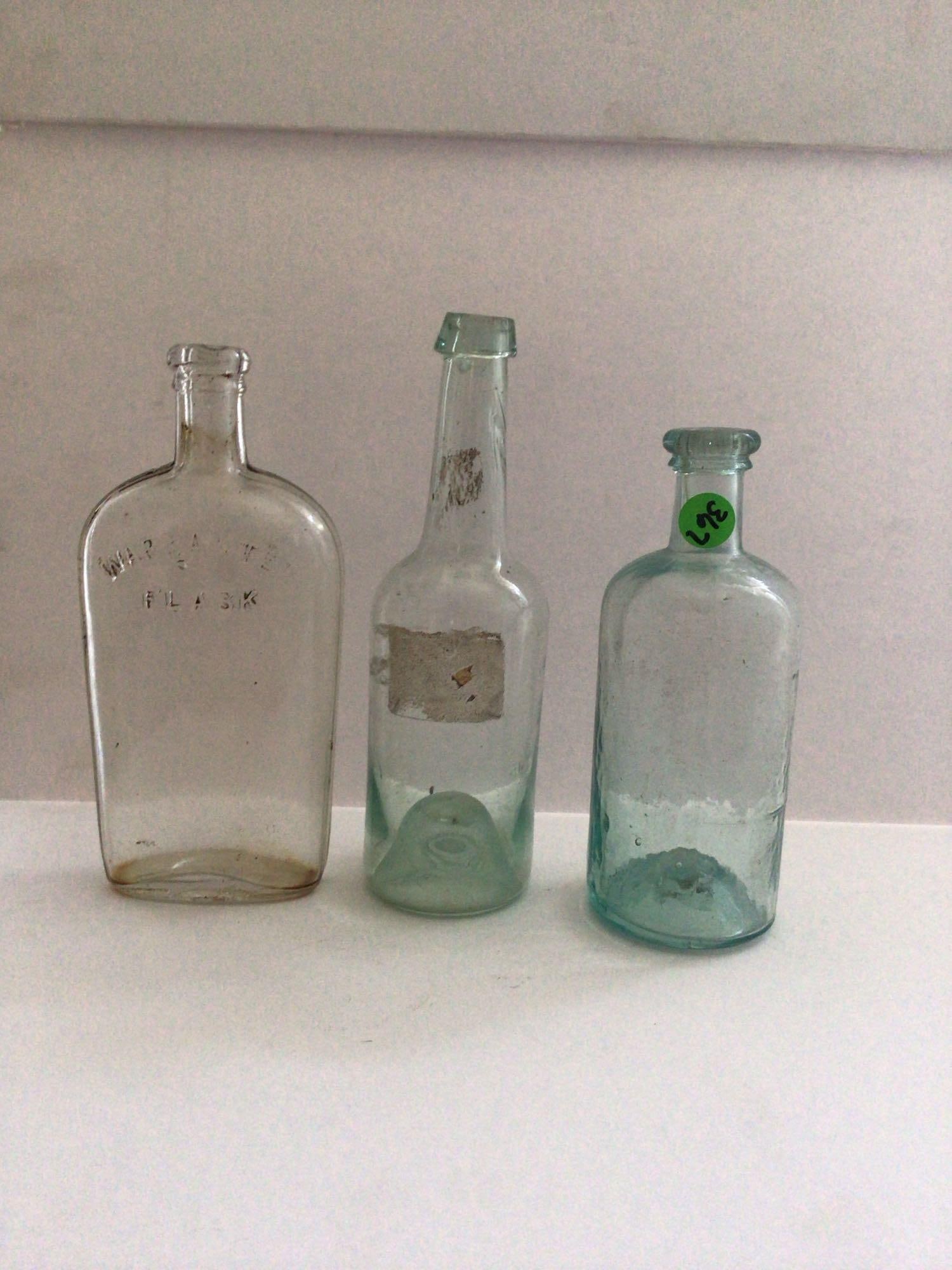 Handblown Glass Bottles & Flask (1 of 3)