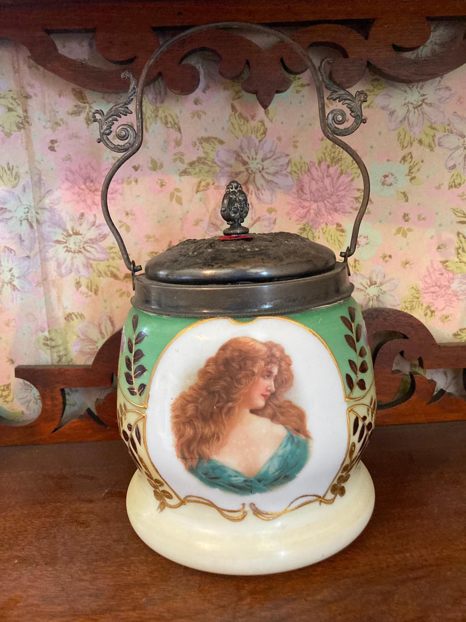 Handpainted Woman Biscuit Jar (1 of 5)