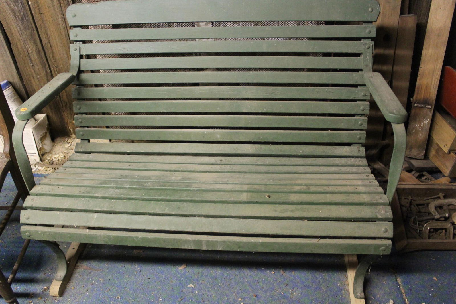 Primitive painted park bench (1 of 4)