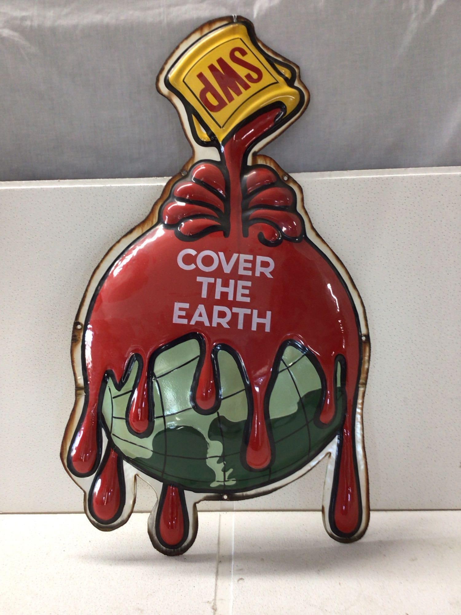 Embossed Porcelain Sherwin Williams Cover the Earth Paint Sign (1 of 5)