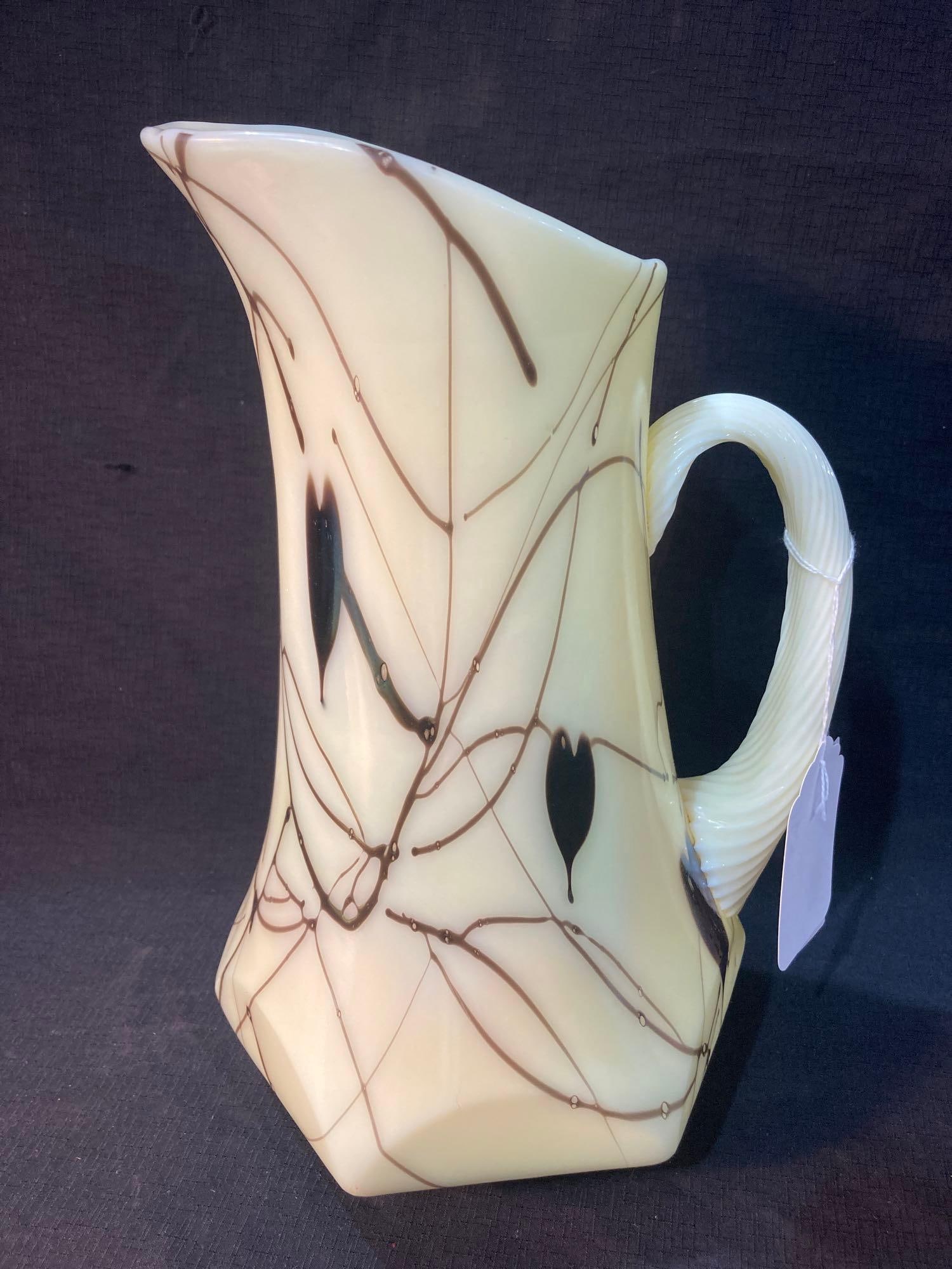 Ivory Hanging Heart Fenton Water Pitcher by Robert Barber (1 of 6)