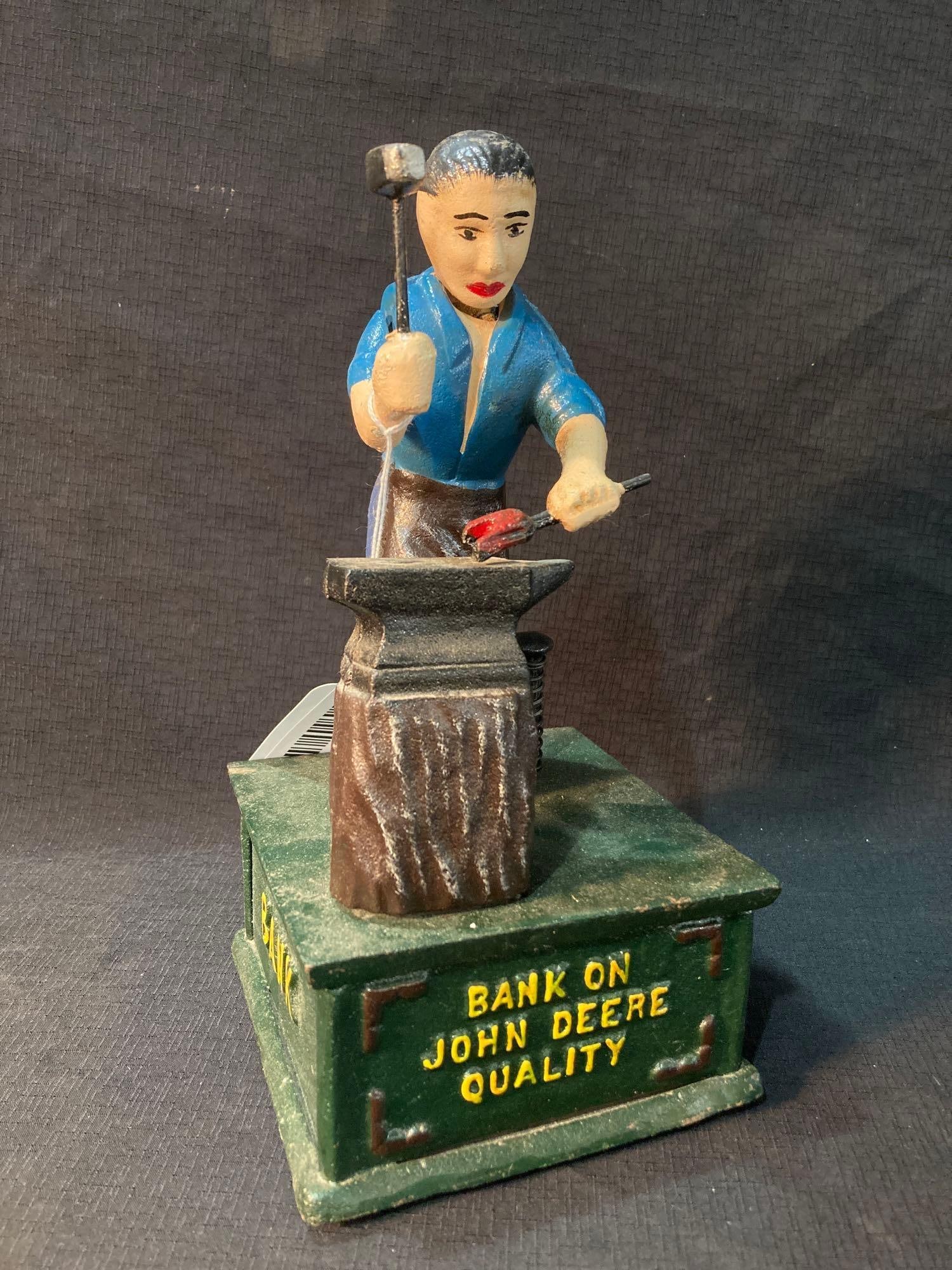 Cast Iron John Deere Blacksmith Bank (1 of 5)
