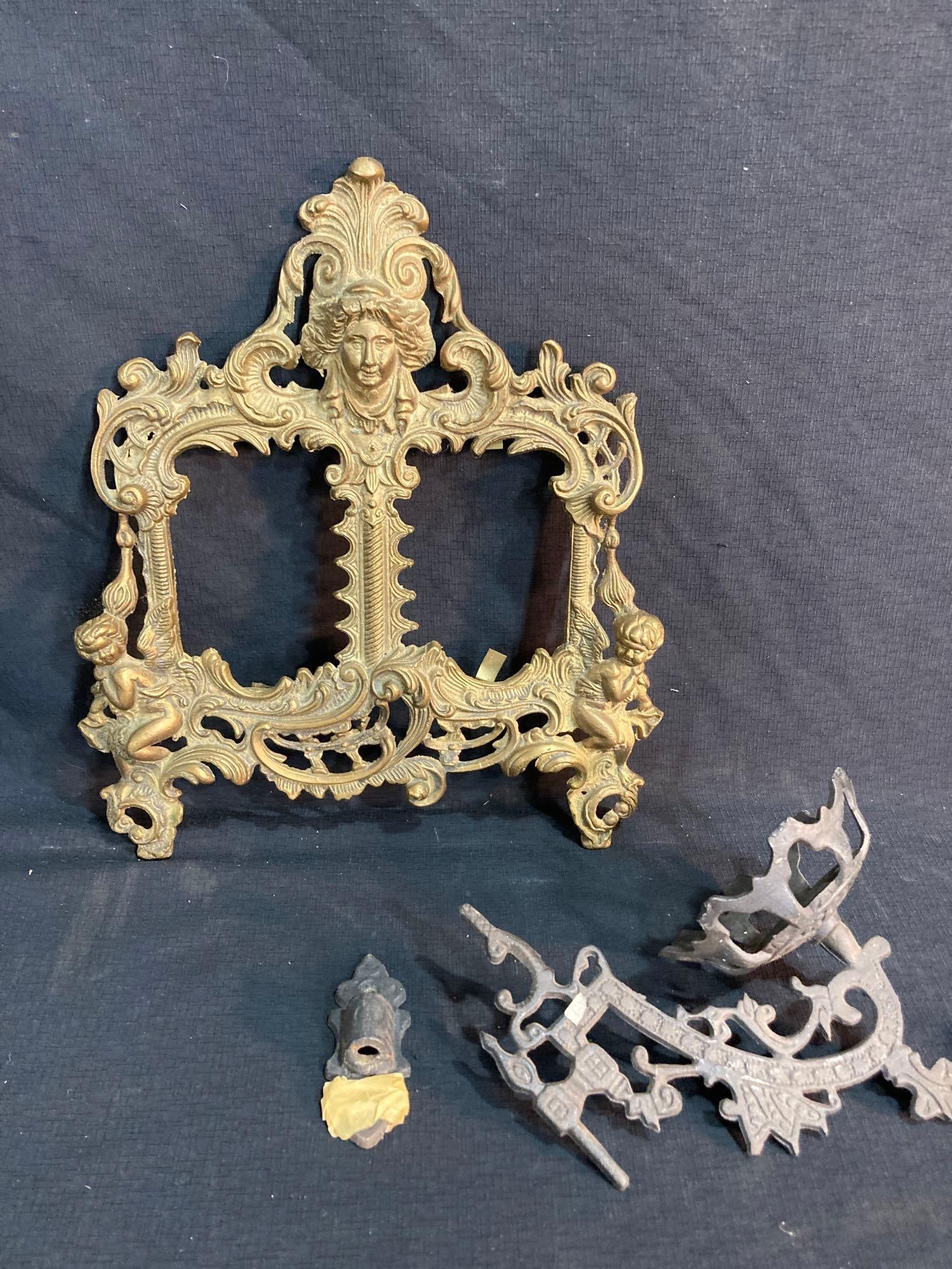 Oil Lamp Bracket and Victorian Brass Frame (1 of 5)