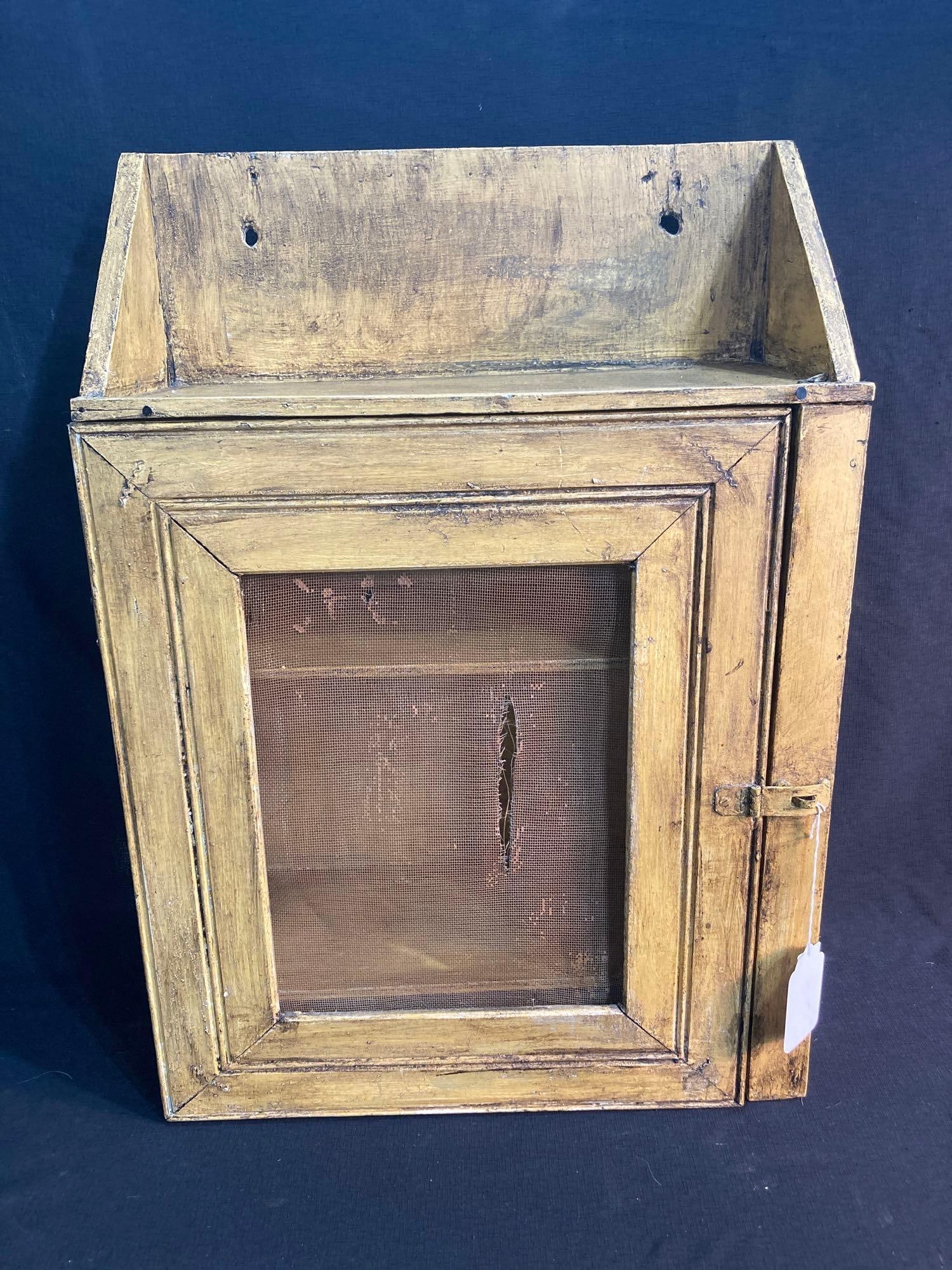 MUSTARD PAINTED SCREEN DOOR CABINET (1 of 6)