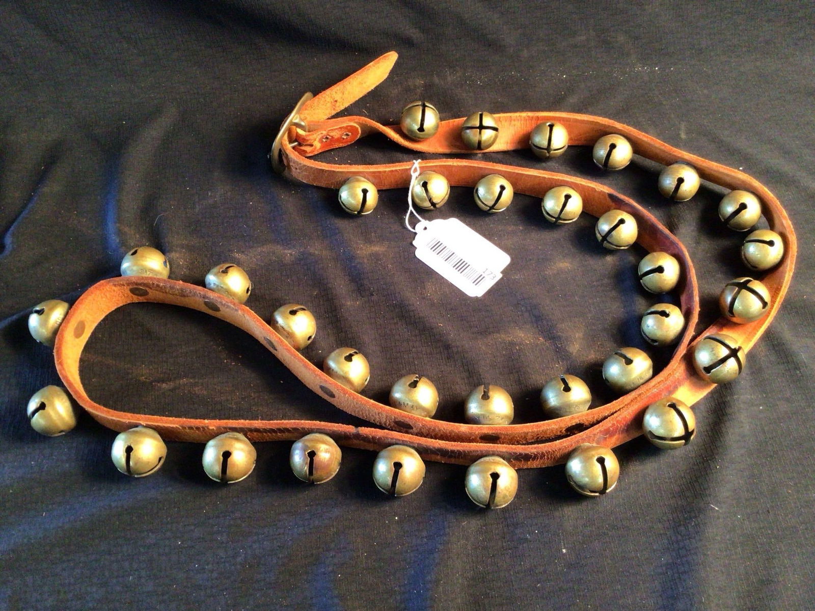 Brass Sleigh Bells on Leather Strap (1 of 4)