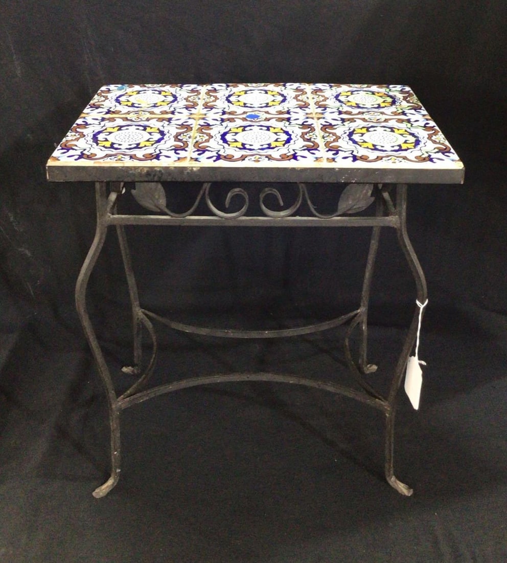 Wrought Iron & Tile Garden Table (1 of 4)